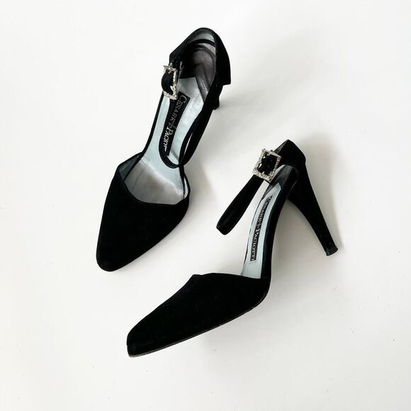 Cesare Paciotti Black‎ Suede Pointed Toe Stiletto Pumps Dagger Heels Size 35.5 - Picture 1 of 8